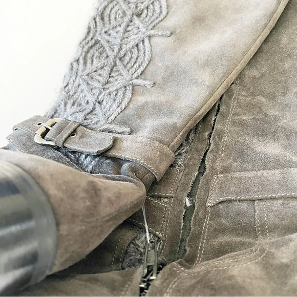 Napoleoni‎ Italy Gray Suede Knee High Boots Size EU 40 Sweater Detail Winter 9.5 - Picture 7 of 10